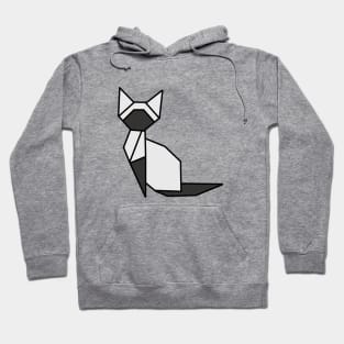 Origami Cat Gray and White Hoodie